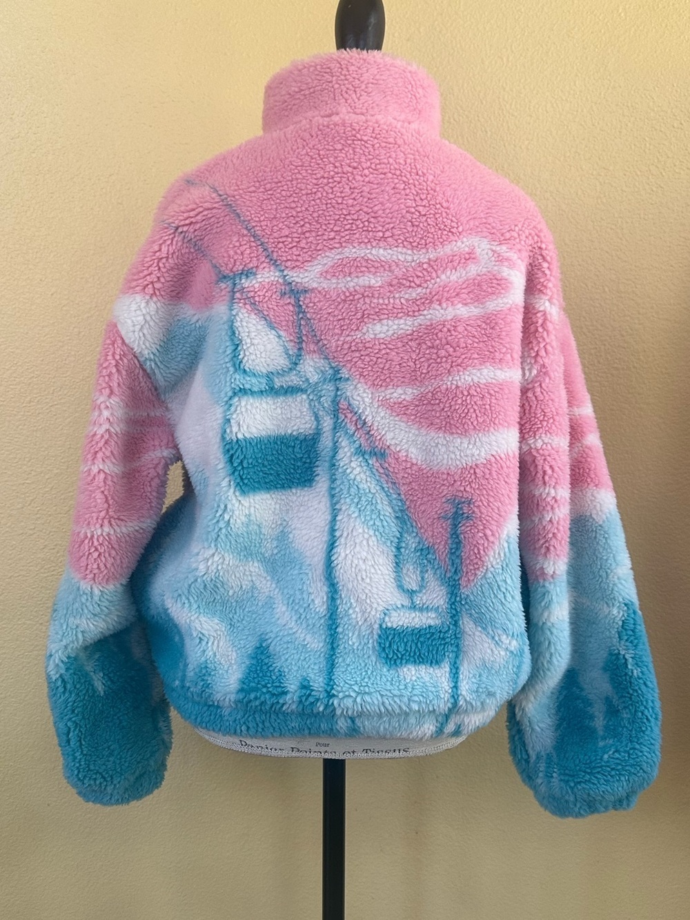 Beach Riot Leona Slopes Sherpa 1/4 Zip Pullover Pink Blue Ski Print Small EUC! - Picture 6 of 10